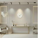 Relógio de Parede Mármore Branco com Ponteiros Dourados – Silencioso e Moderno